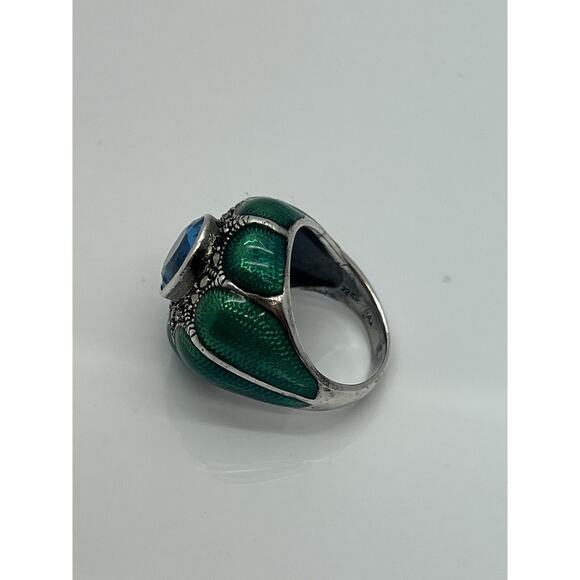 925 sterling silver enamel topaz Marcasite Ring size 6 - Picture 6 of 14